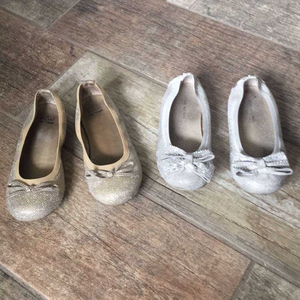Stuart weitzman ballet flats silver and gold dress
